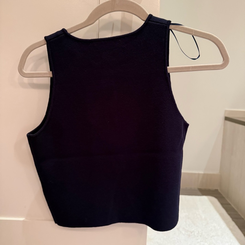 Zara Black Crop Top with White Buttons - Picture 3 of 3